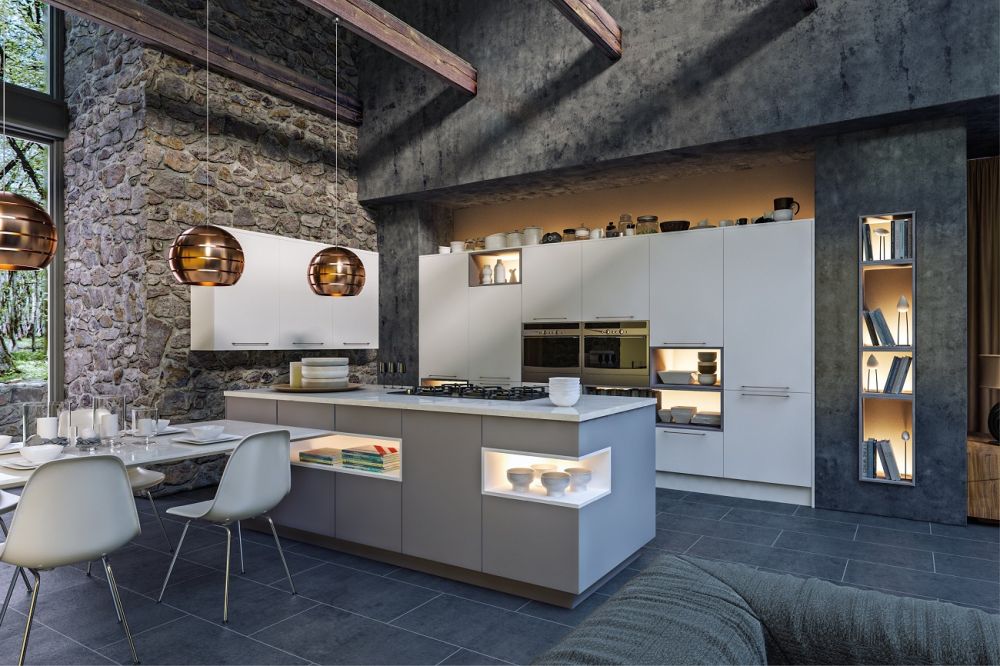 Supermatt dust grey kitchen