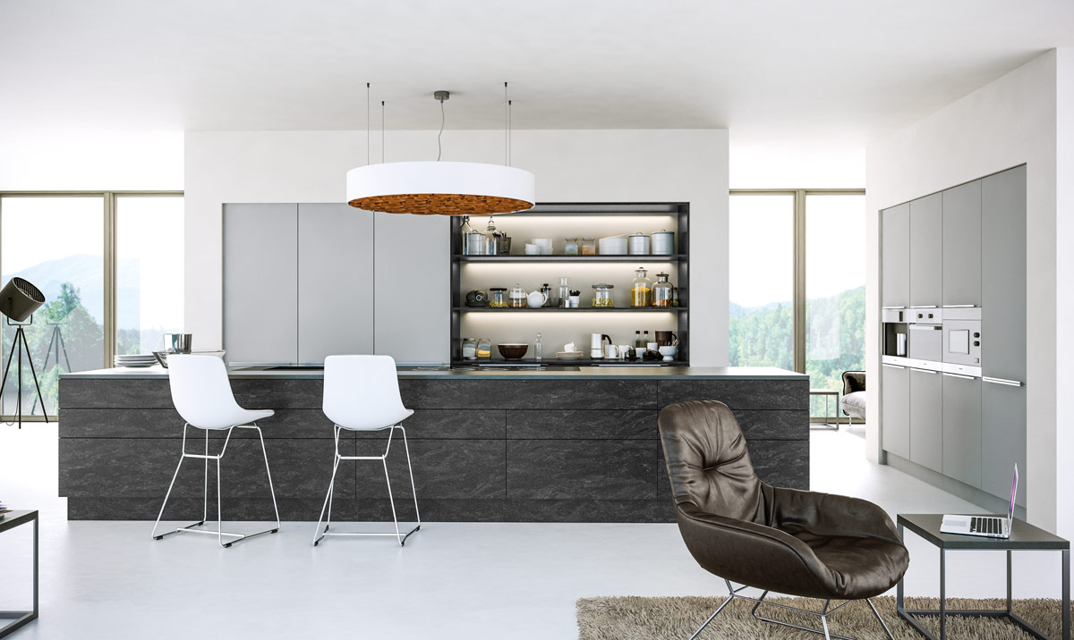 Zurfiz supermatt light grey evora stone graphite kitchen