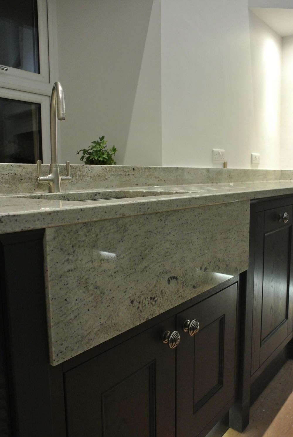 River White Granite Downstand on Inframe kitchen