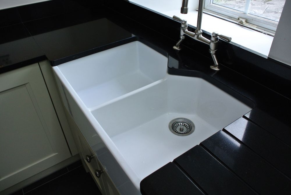 Rangemaster farmhouse sink with Roman Black 30mm Granite