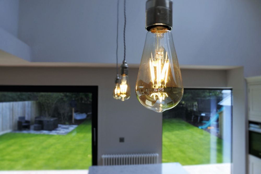 Exposed squirrel cage filament bulbs with braided flex....Stunning