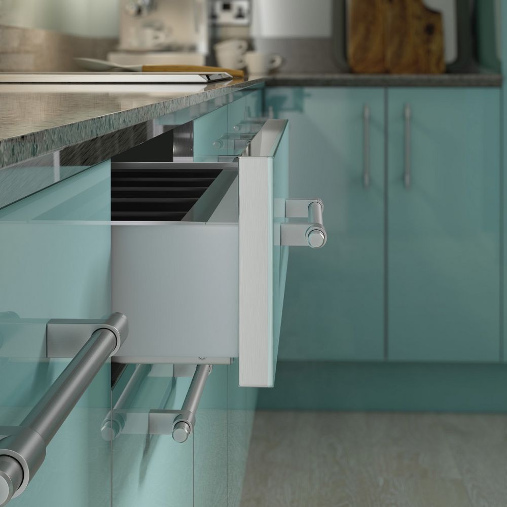 Glass effect finish option around doors and drawers