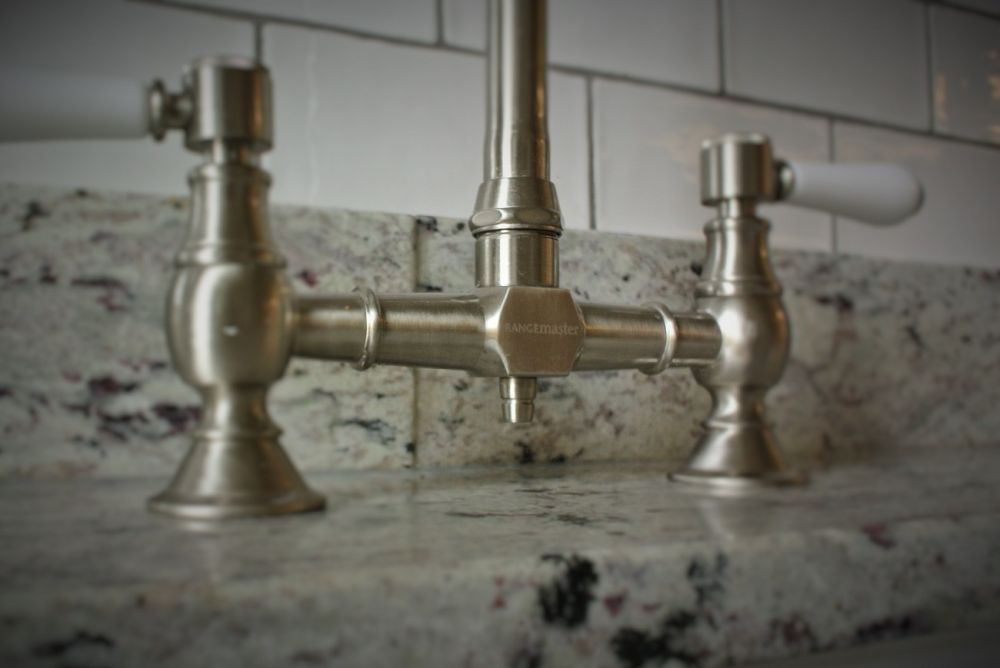 Rangemaster Bridge mixer in Silk Steel